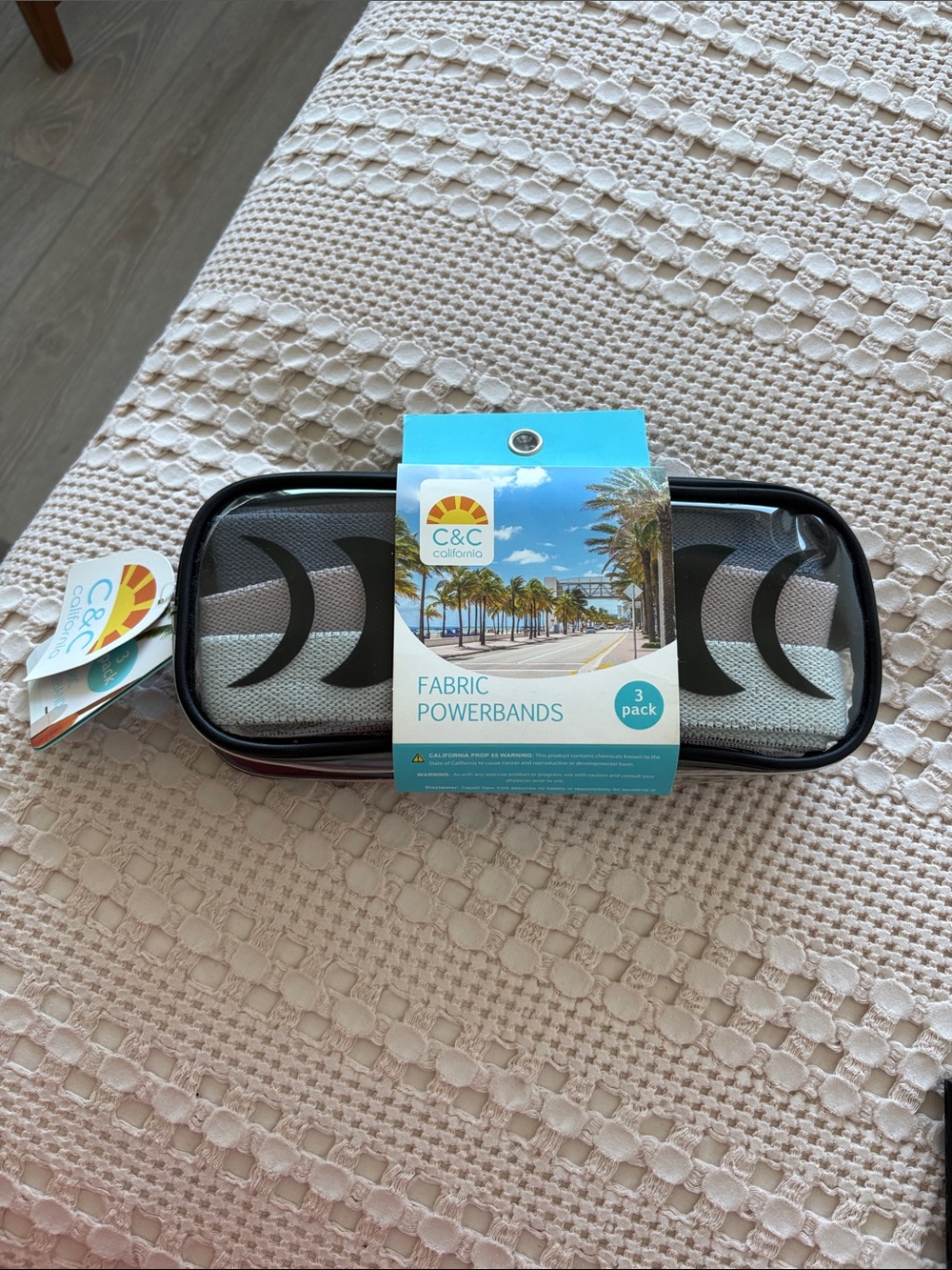 C&C California Striped Gray & Black Fabric Powerbands 3-Pack